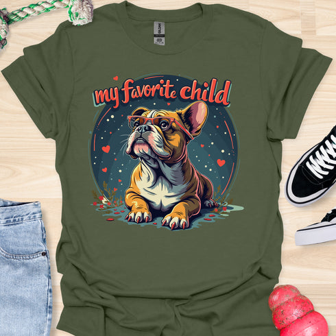 My bulldog is my favorite child - V5 - Dog with Glasses T-Shirt